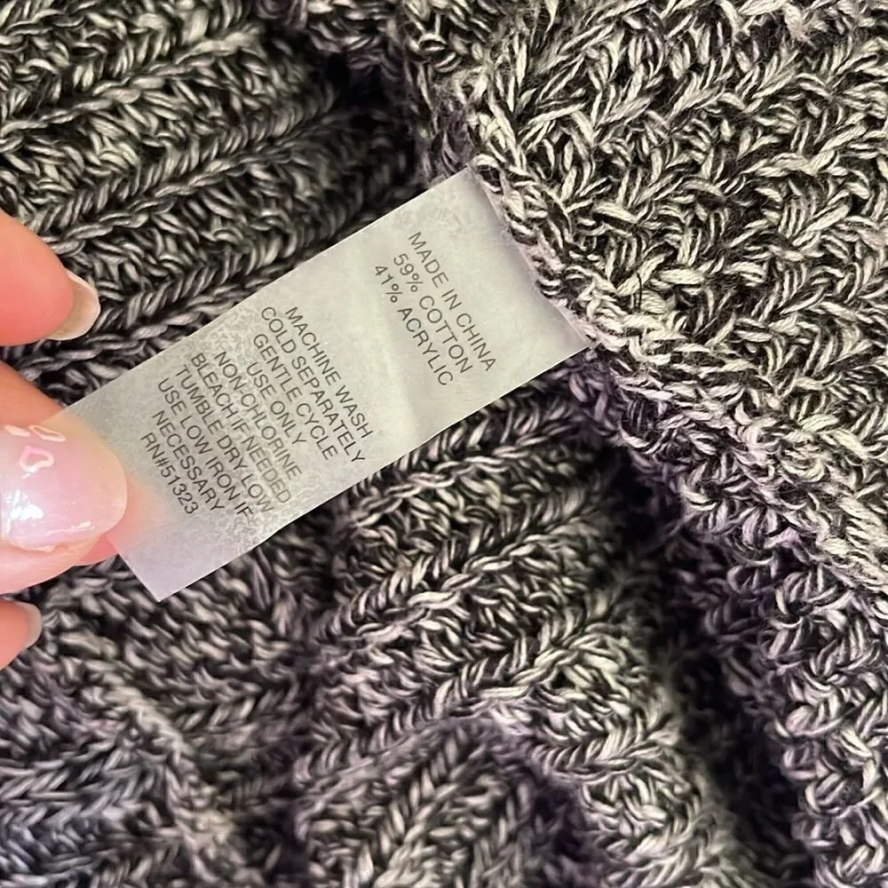Chaus Open Front Cardigan Sweater Gray/White - Picture 6 of 6